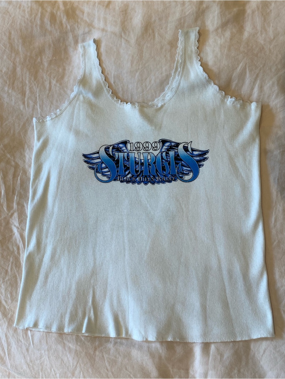 Vintage 1999 Sturgis Black Hills Rally Harley Biker Lace Tank XL